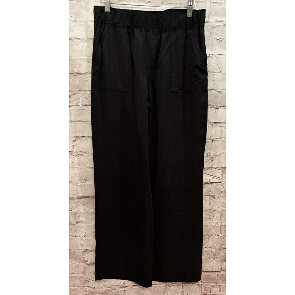 Chelsea & Theodore Womens M Black Pull On Pant Wide Leg Stretch Elastic Waist
